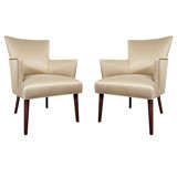 Elegant Pair of Modernist Mid-Century Curved Back Armchairs