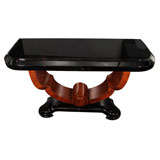 Impressive Pair of Art Deco Lacquer and Mahogany Console Tables