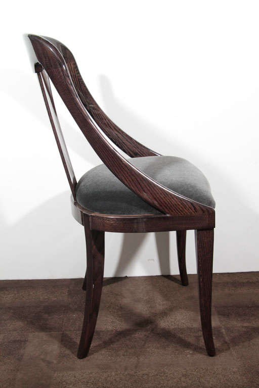 Mohair Modernist Mid-Century Klismos Style Desk Chair