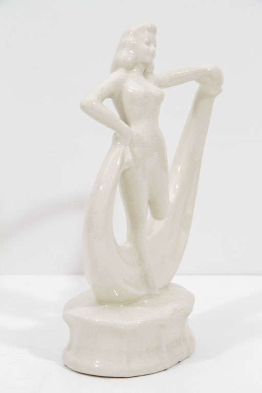 Art Deco Dancing Flapper Ceramic Sculpture In Excellent Condition In New York, NY