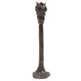 Bronze Candleholder with Stylized Stem and Flower