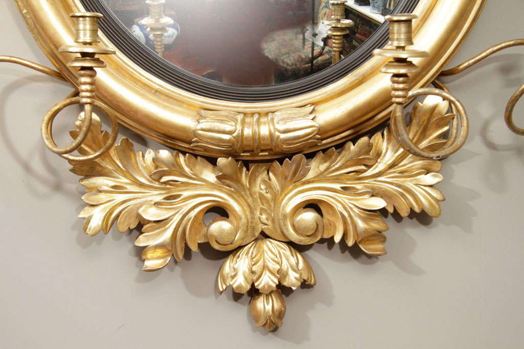 19th Century Large Irish  William IV Water Gilt Convex Mirror