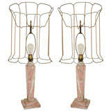 Pair of Marble Table Lamps