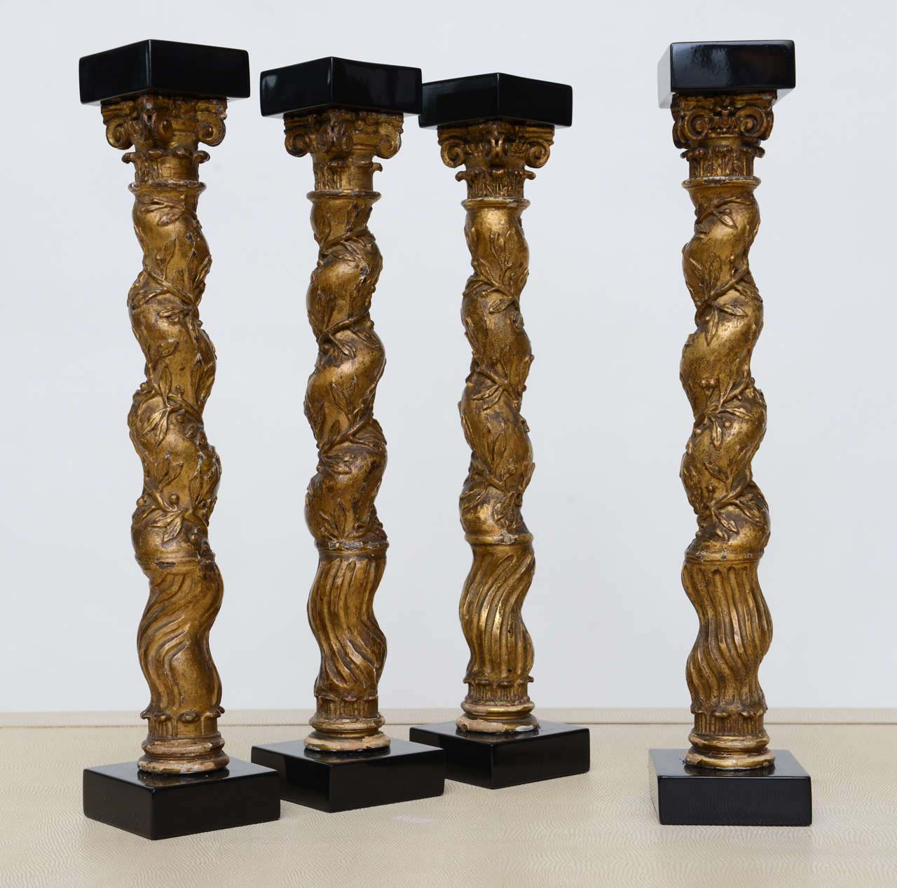 Ebonized Set of Four Italian Baroque Solomonic Column Models, Mid-18th Century For Sale