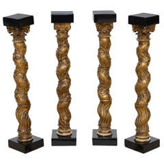 Set von vier italienischen, barocken, salomonischen Säulenmodellen aus der Mitte des 18. Jahrhunderts
