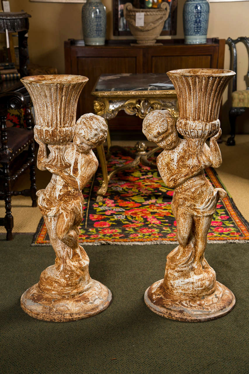 Pair of Cast Iron Jardinieres