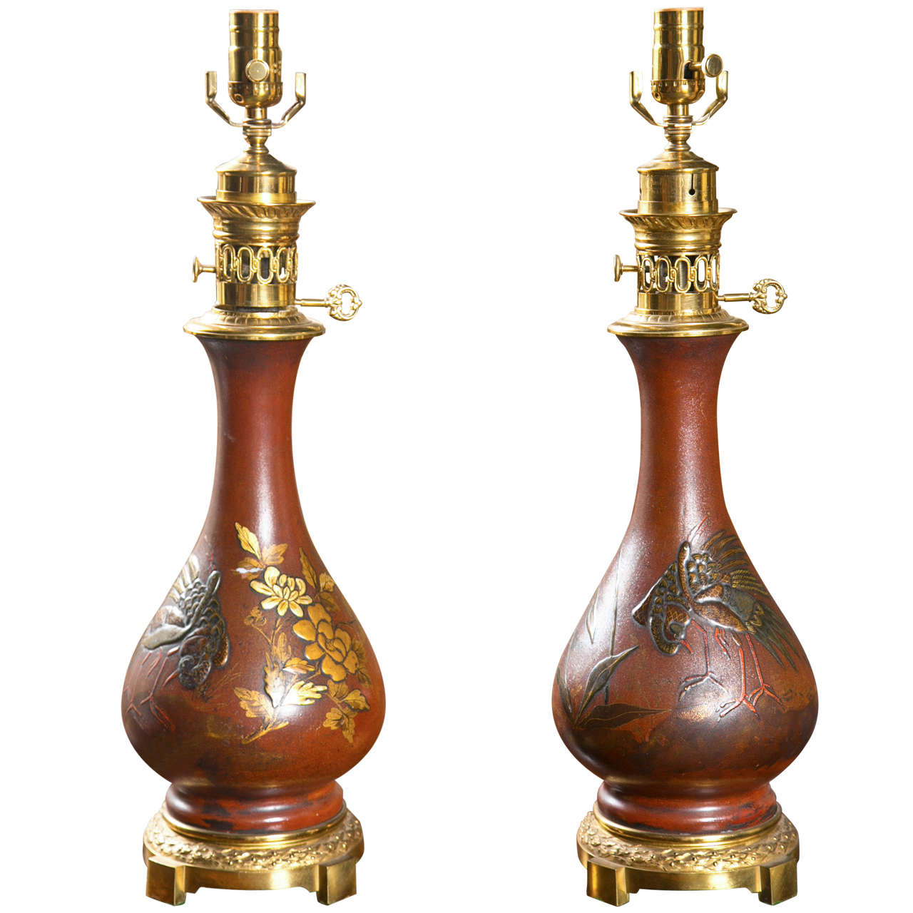Pair of French Parafin Lamps
