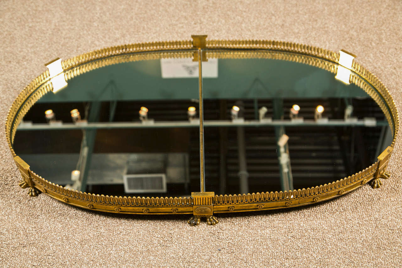 Gilt French Mirrored Plateau For Sale