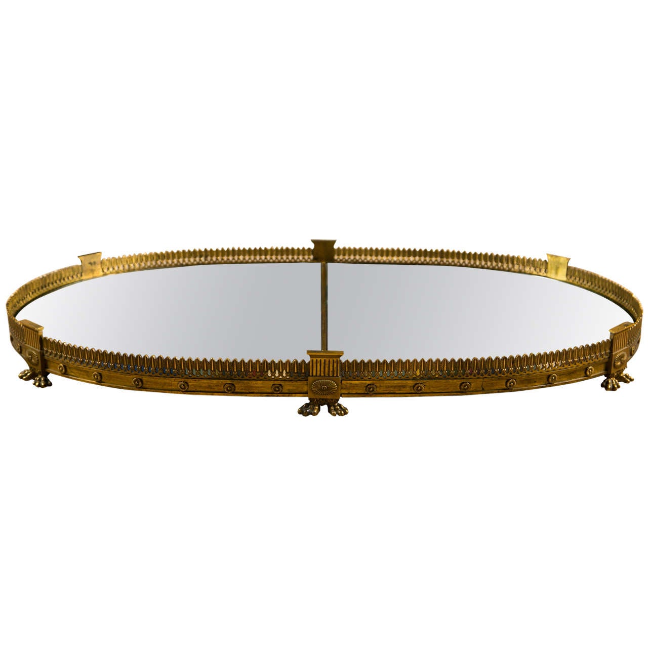 Fabulous Gilt Bronze Plateau Unusual Blue Glass Mirror circa 1870 at