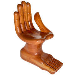 Vintage 1960s Pedro Friedberge Style Wood Hand Chair For Sale at 1stDibs