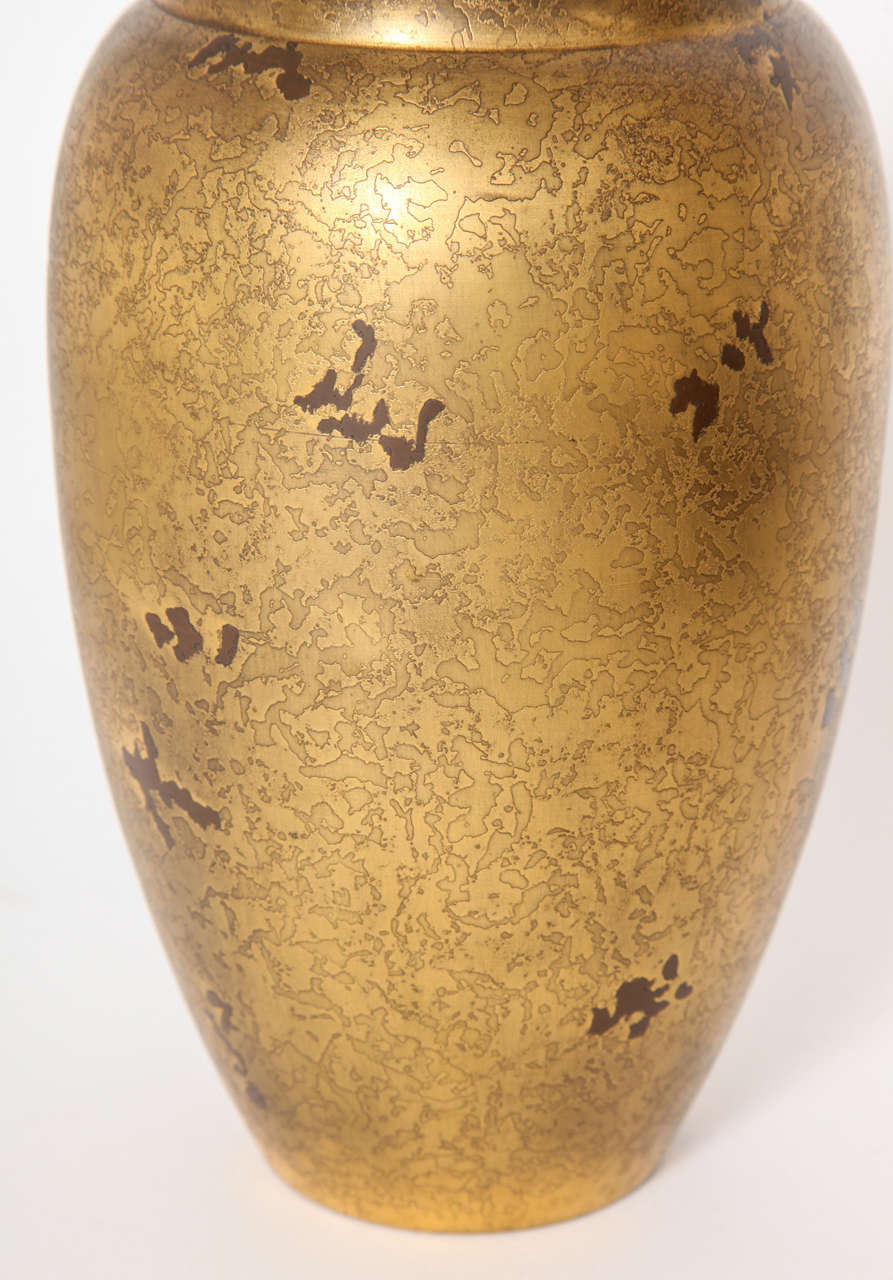 Bronze Christofle French Art Deco Dinanderie Vase ca. 1925 For Sale