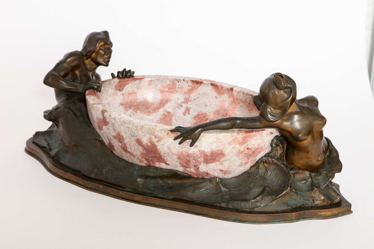 Bronze and Marble Centerpiece, Barbedienne Foundry, 1900. For Sale 1