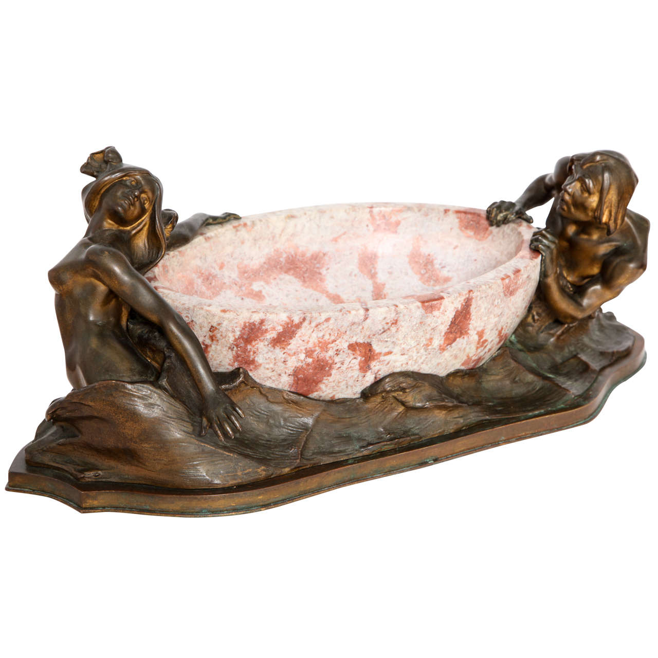 Bronze and Marble Centerpiece, Barbedienne Foundry, 1900. For Sale