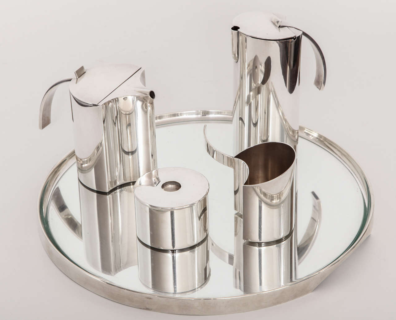 Lino Sabattini "Stairs" a Silver Plate, Five-Piece Tea and Coffee Service, 1971