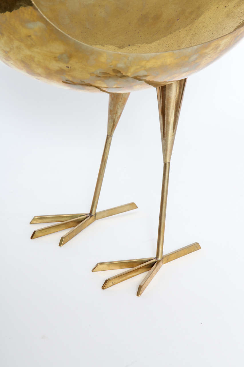 Mid-Century Modern Franz Hagenauer Monumental Hand-hammered Brass Sculptural Bird, 1950 For Sale