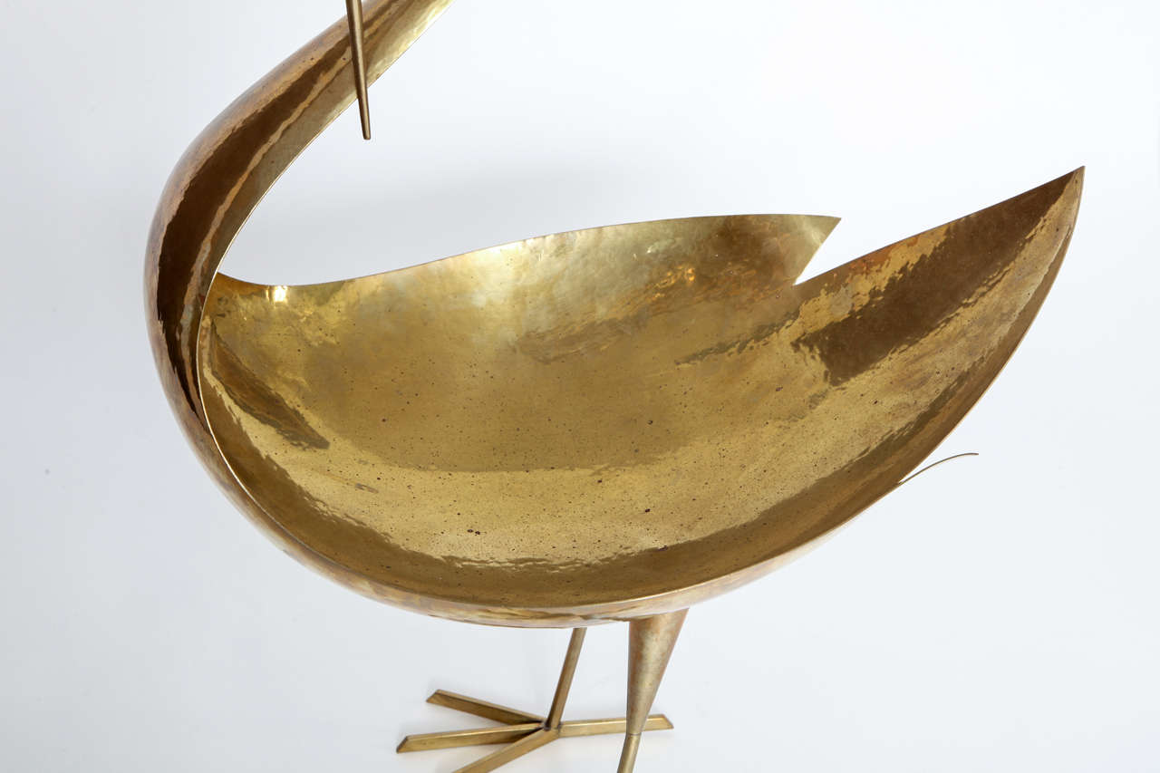 Mid-20th Century Franz Hagenauer Monumental Hand-hammered Brass Sculptural Bird, 1950 For Sale