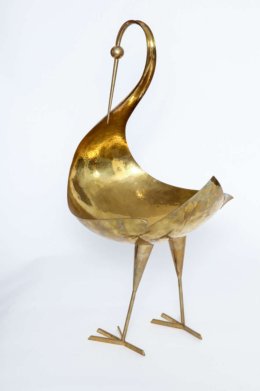 Franz Hagenauer Monumental Hand-hammered Brass Sculptural Bird, 1950 For Sale 1