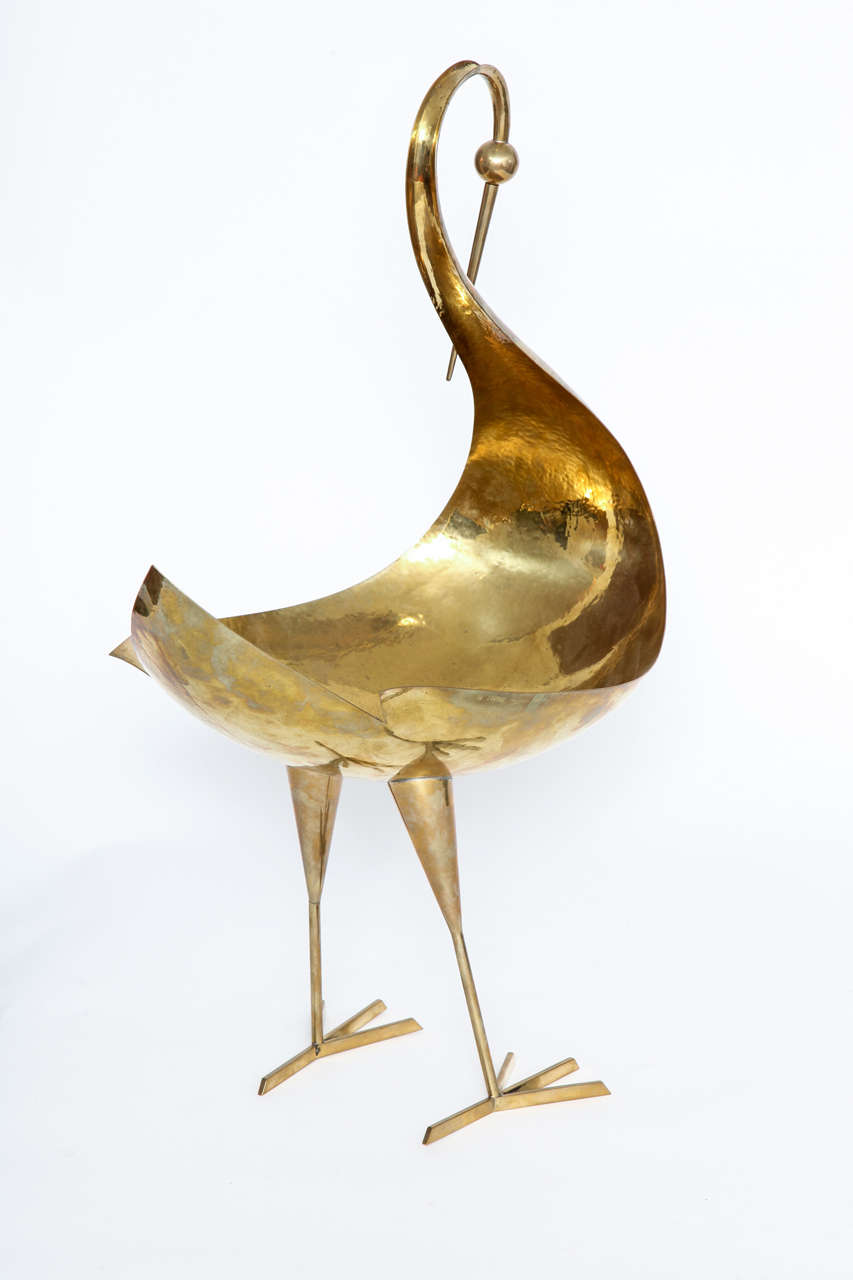 Franz Hagenauer Monumental Hand-hammered Brass Sculptural Bird, 1950 For Sale 2