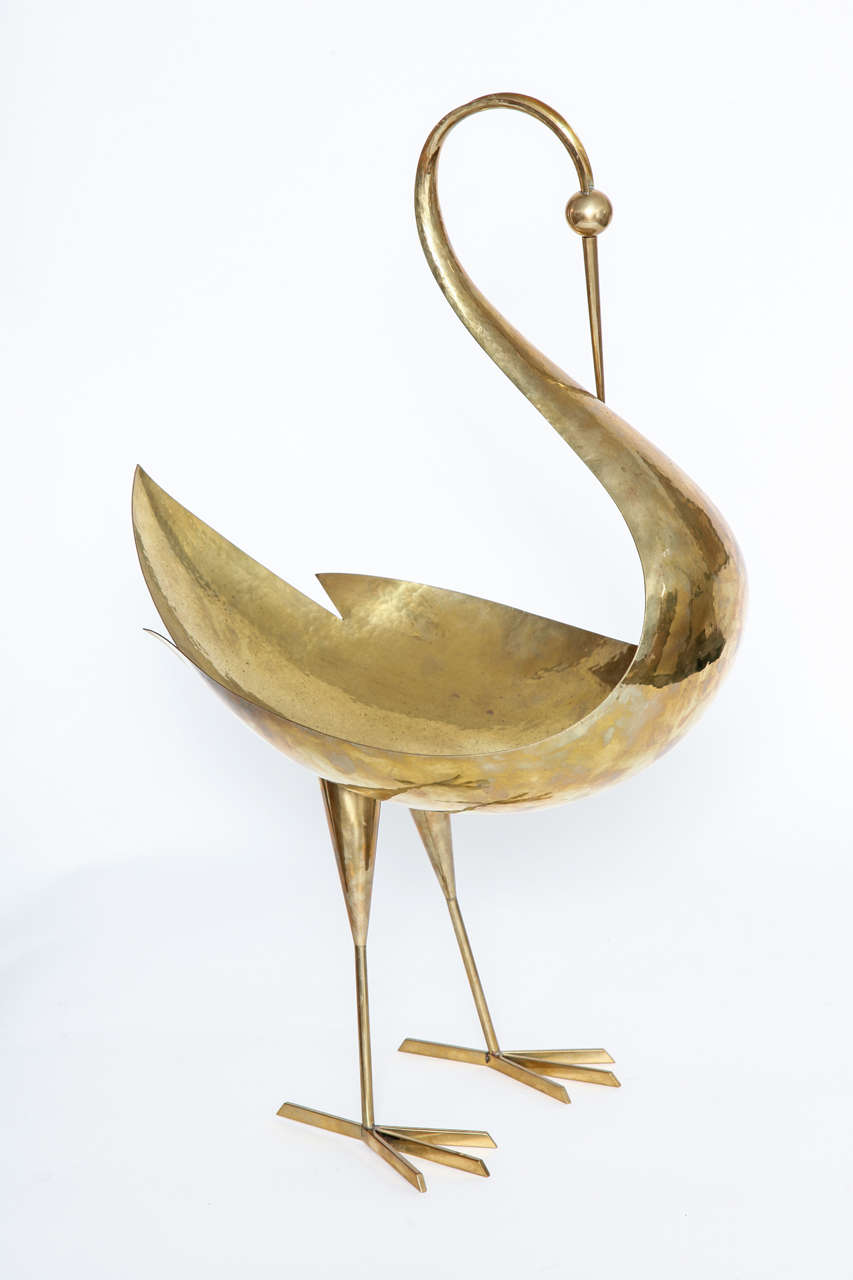 Franz Hagenauer Monumental Hand-hammered Brass Sculptural Bird, 1950 For Sale 4