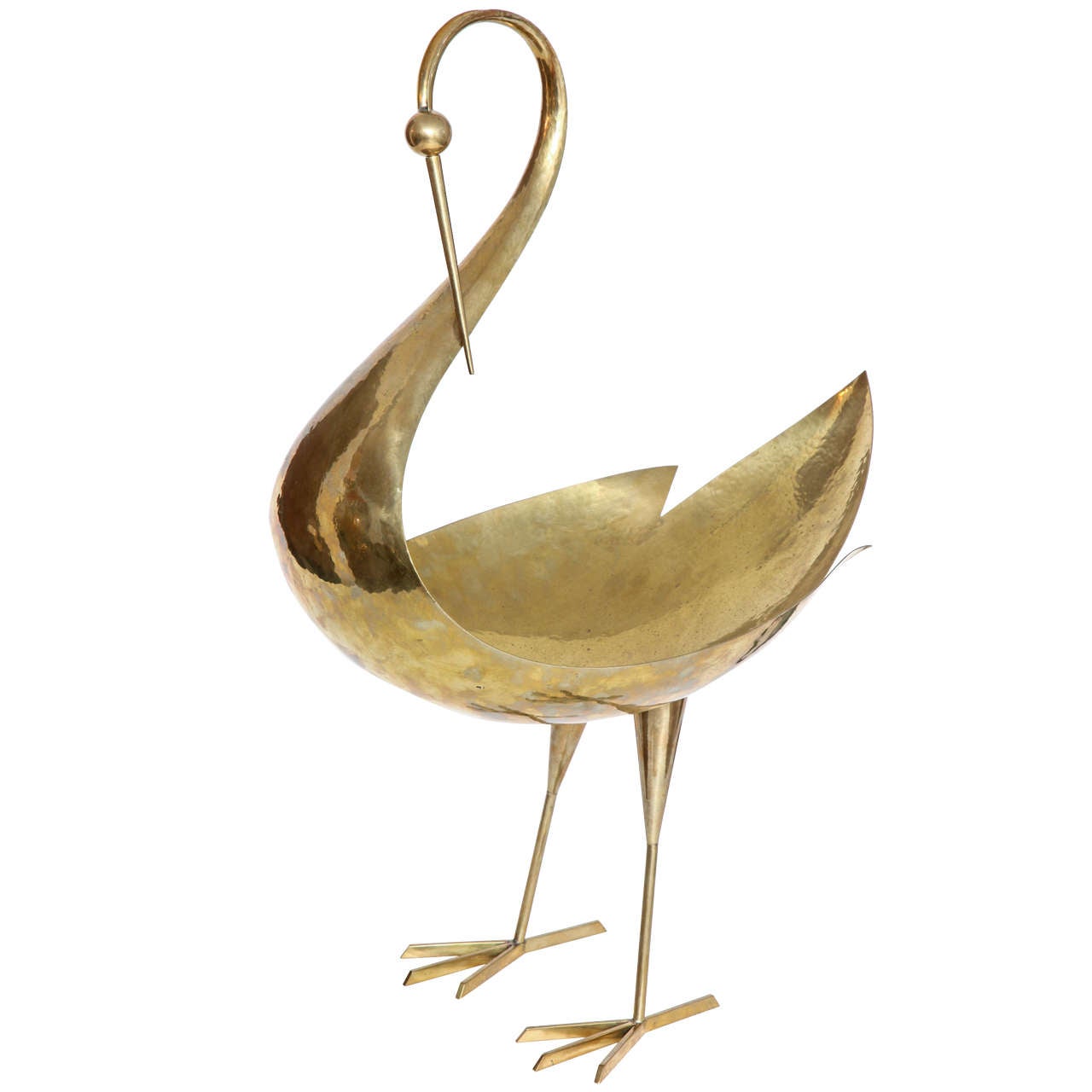 Franz Hagenauer Monumental Hand-hammered Brass Sculptural Bird, 1950 For Sale