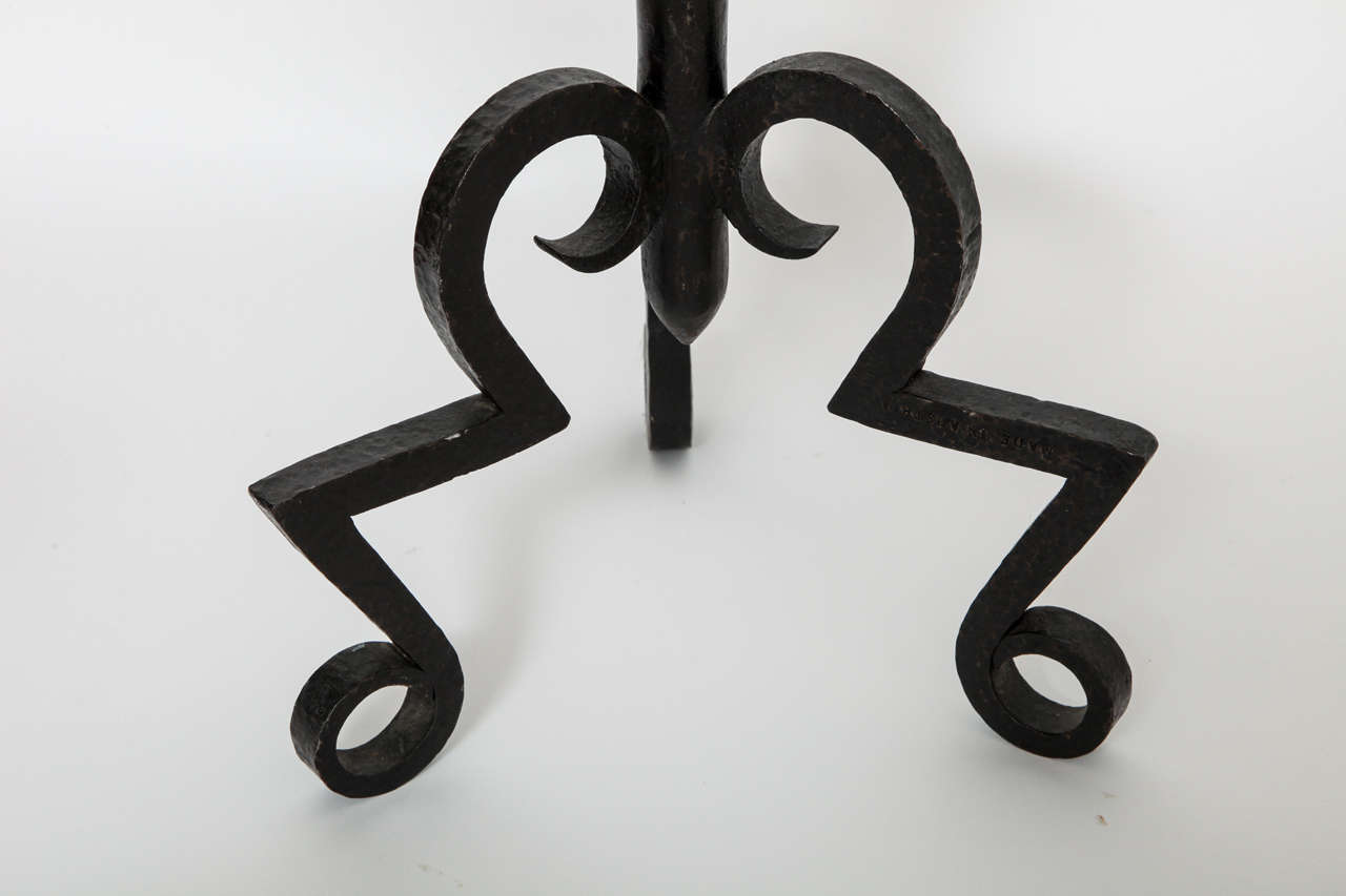 French Art Deco Wrought Iron Floor Lamp For Sale 4
