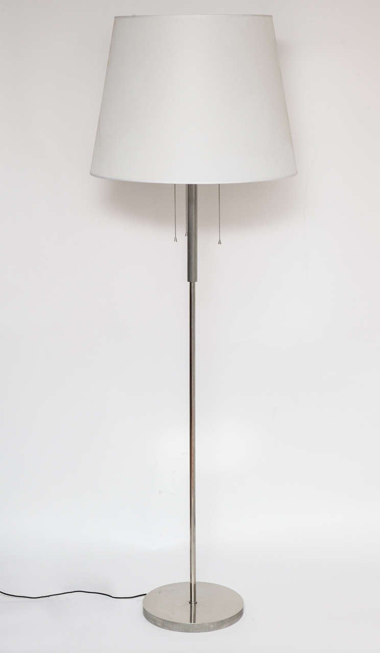 Art Deco Nickel Plated Brass Floor Lamp, Germany, 1930.