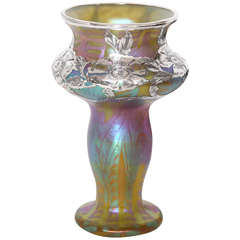 Loetz Silver Overlay Glass Vase, 1900