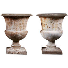 Pair of 19th Century French Cast Iron Vases