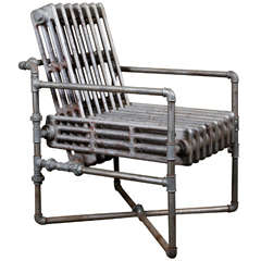 Vintage Modernist Armchair Made of Cast Iron Heaters
