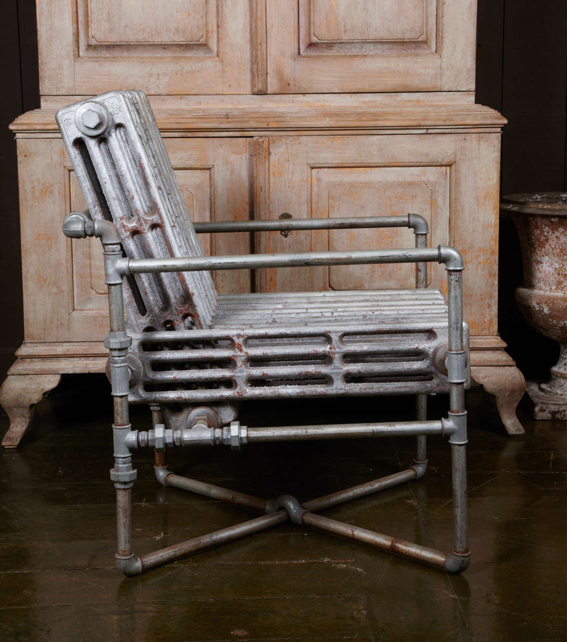 Unknown Modernist Armchair Made of Cast Iron Heaters