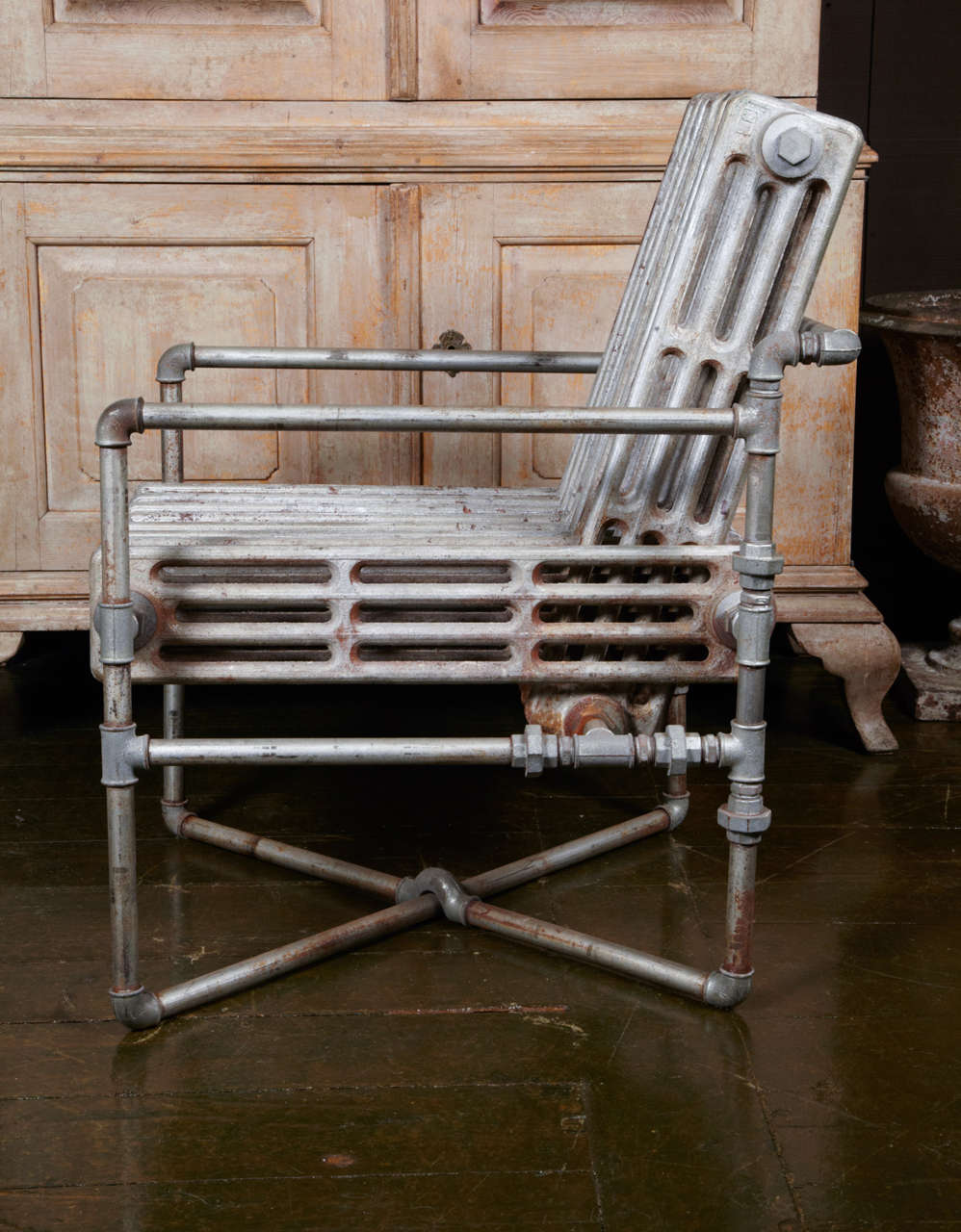 Modernist Armchair Made of Cast Iron Heaters 2