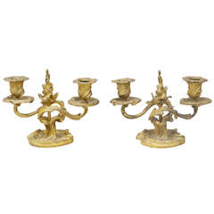 Two Bronze Louis XVI Candlesticks