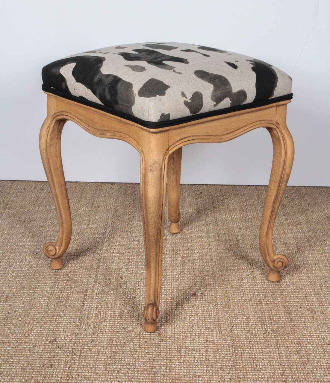 Pair of French Tabourets Upholstered in Camouflage