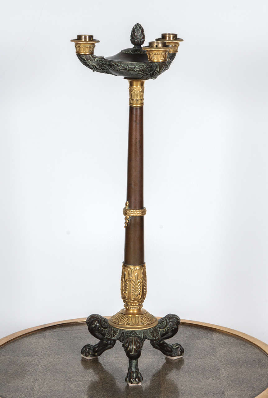 Pair of 19th century bronze candlesticks.