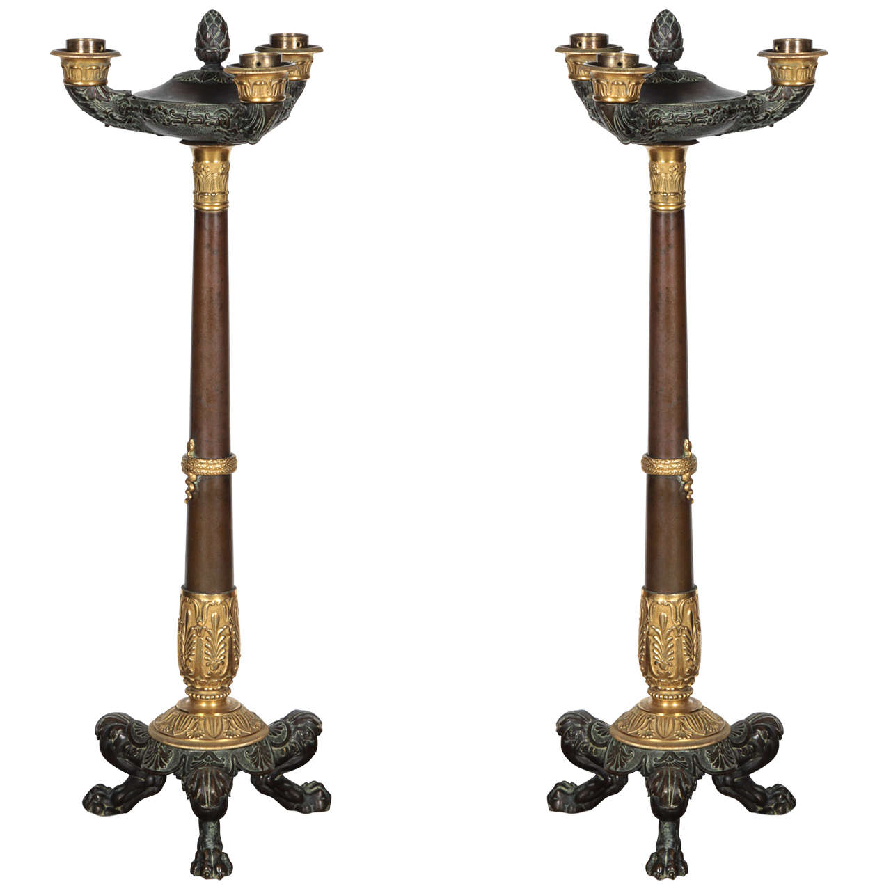 19th Century Bronze Candlesticks For Sale