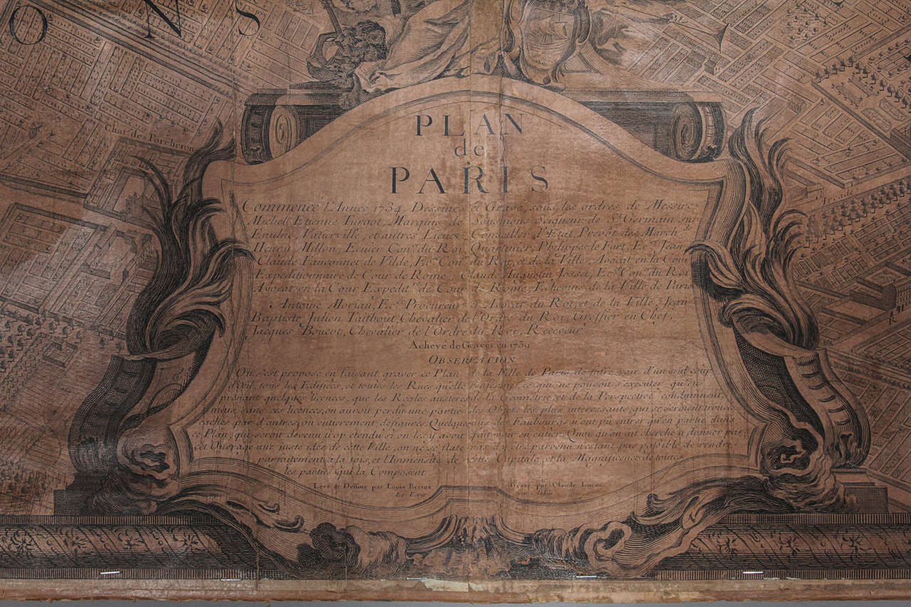 French 18th Century Footprint Paris Map For Sale