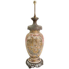 Huge Meiji Period Satsuma Lamp