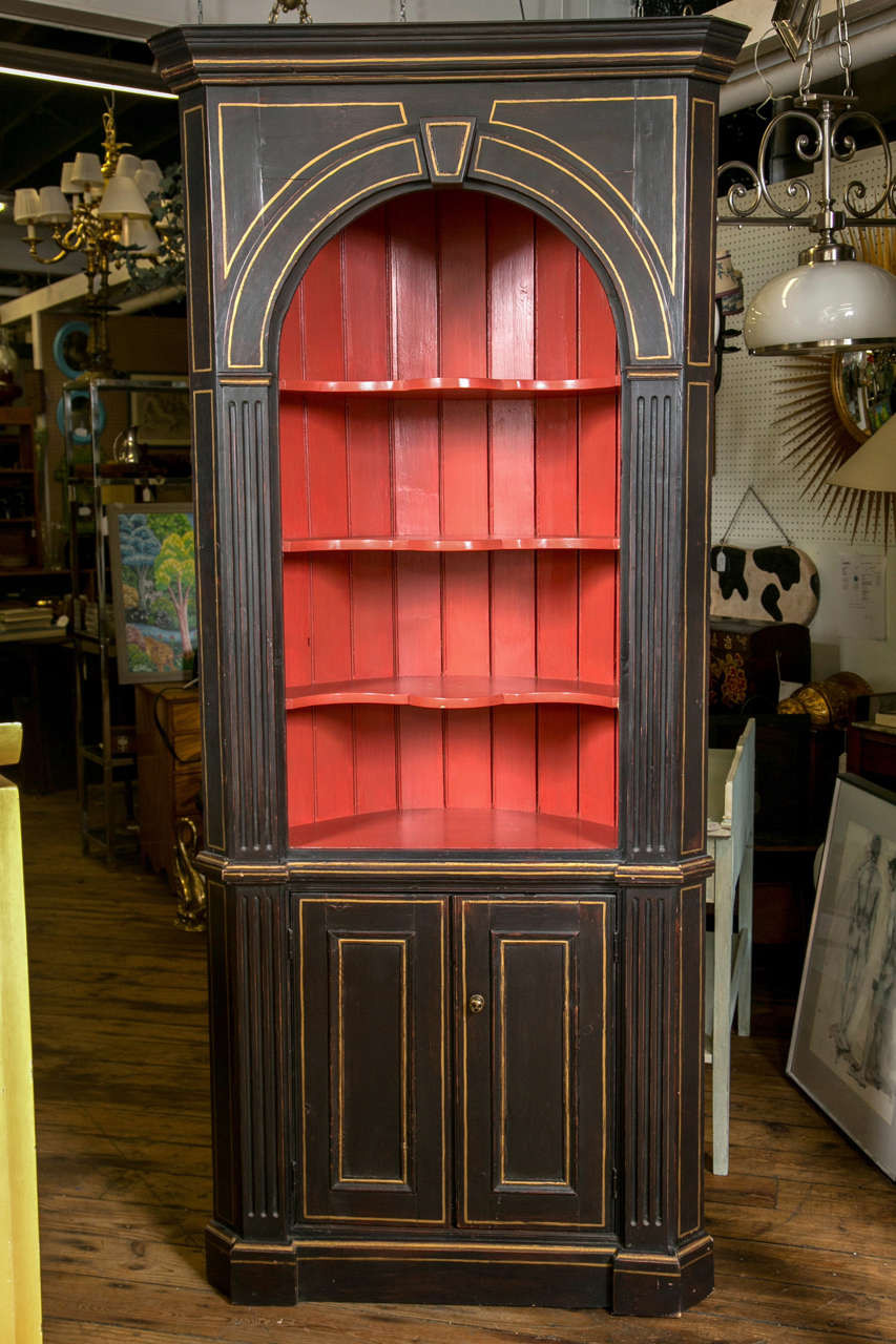Painted Hand Made Primative Style Corner Cupboard