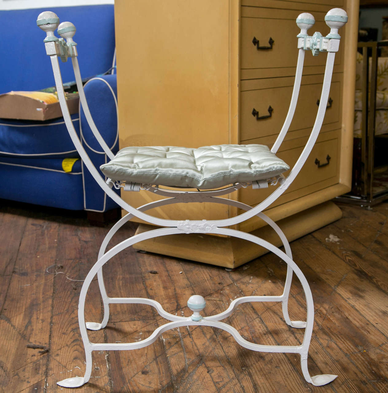 Mid 1920's Painted Iron Bench With Arms