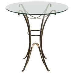 Round Black Metal Center Table with Gold Trim