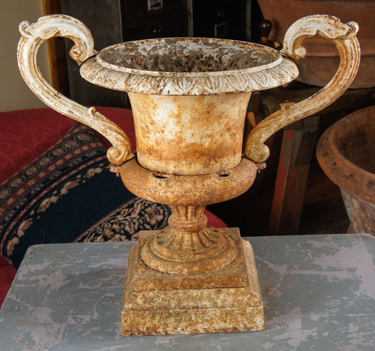 French Form American Signed Cast Iron Vase, Buffalo, NY, circa 1900