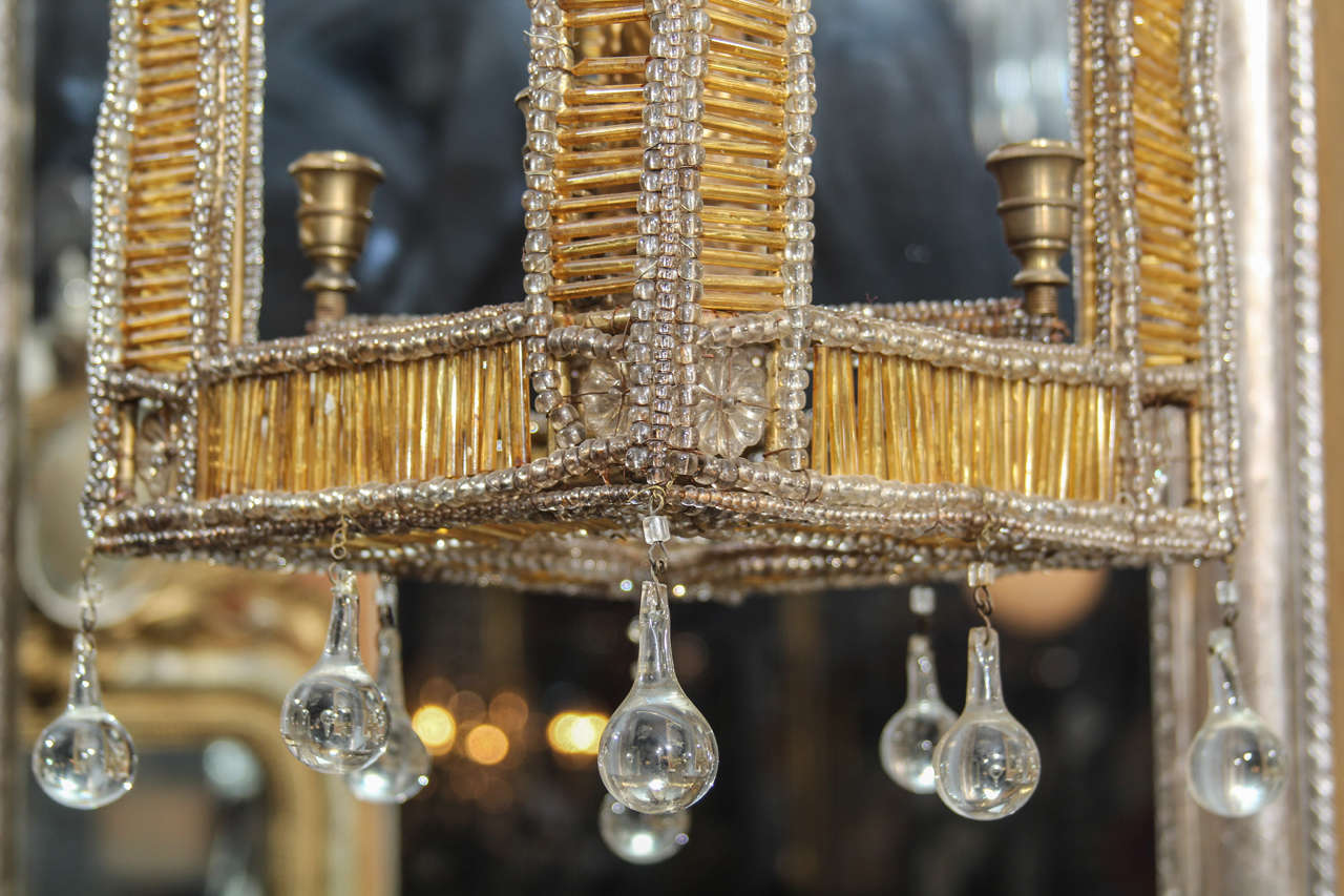 20th Century Rectangular Beaded Italian Chandelier