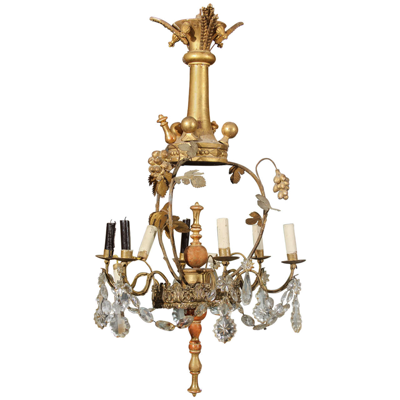 Italian Giltwood and Grapes Chandelier