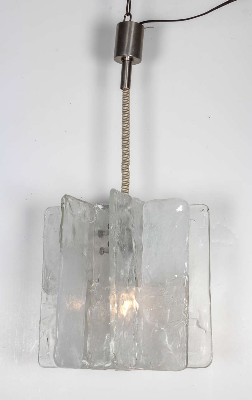 Late 20th Century Italian Pendant with Thick Glass Slabs by Carlo Nason, Mazzega