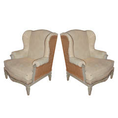 Pair of 1920's Bergere Armachairs