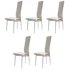 Set of Five Retro Italian Leather Chairs by Fasem