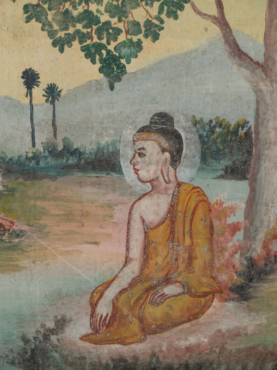 Mid-20th Century Burmese Temple Painting on Tin