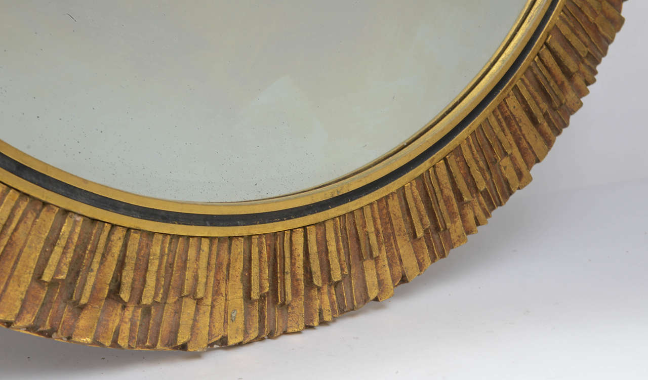 Italian Vintage Gilt Wood Handcrafted Sunburst Mirror Italy