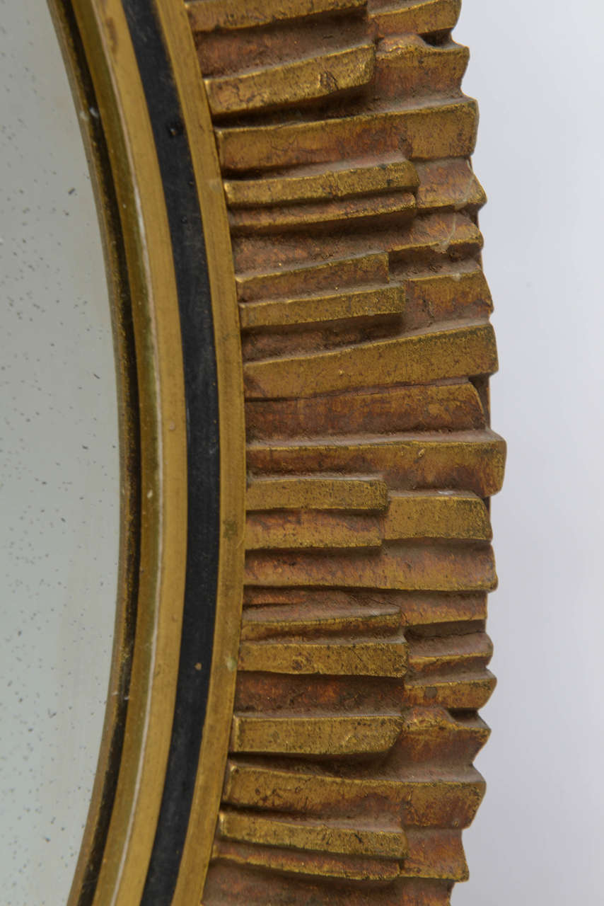 Vintage Gilt Wood Handcrafted Sunburst Mirror Italy 1