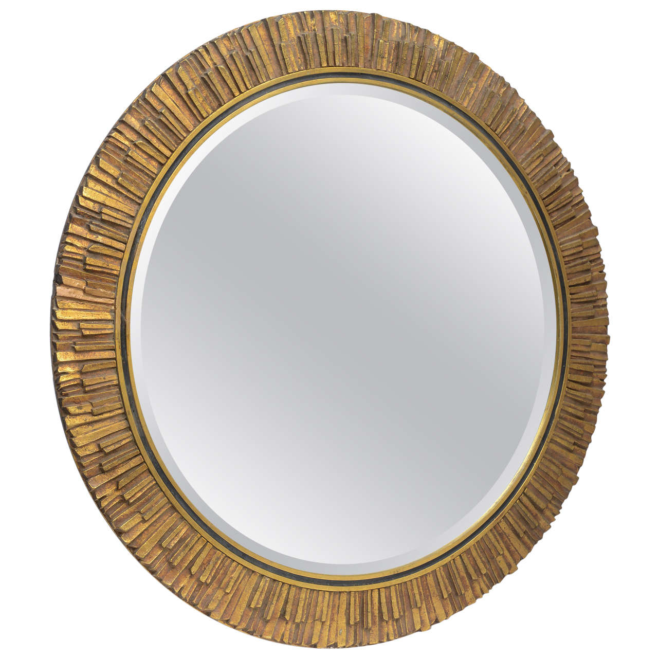 Vintage Gilt Wood Handcrafted Sunburst Mirror Italy